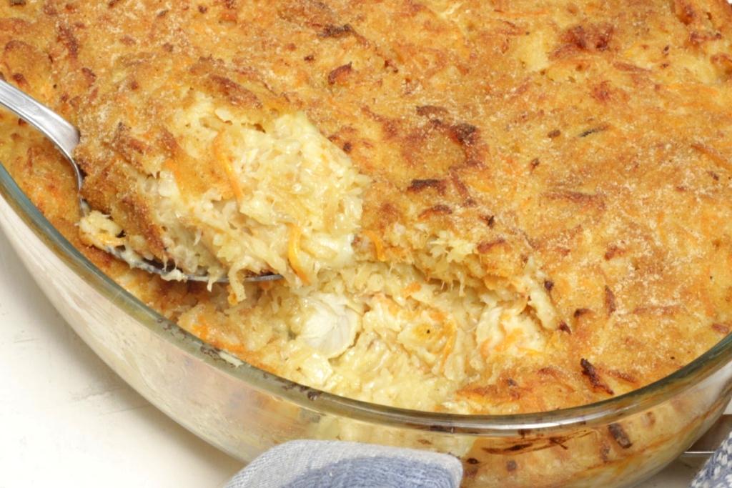 Bacalhau com natas numa versão mais rápida com batata palha e com o segredo da minha mãe