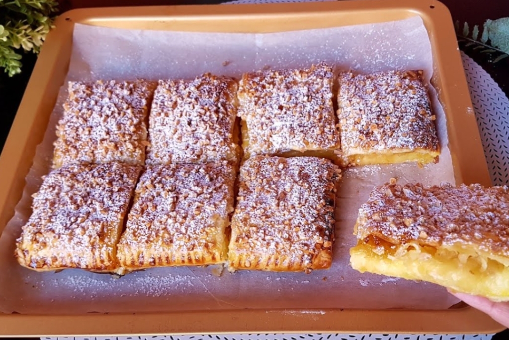 Delicia de massa folhada com creme de maca